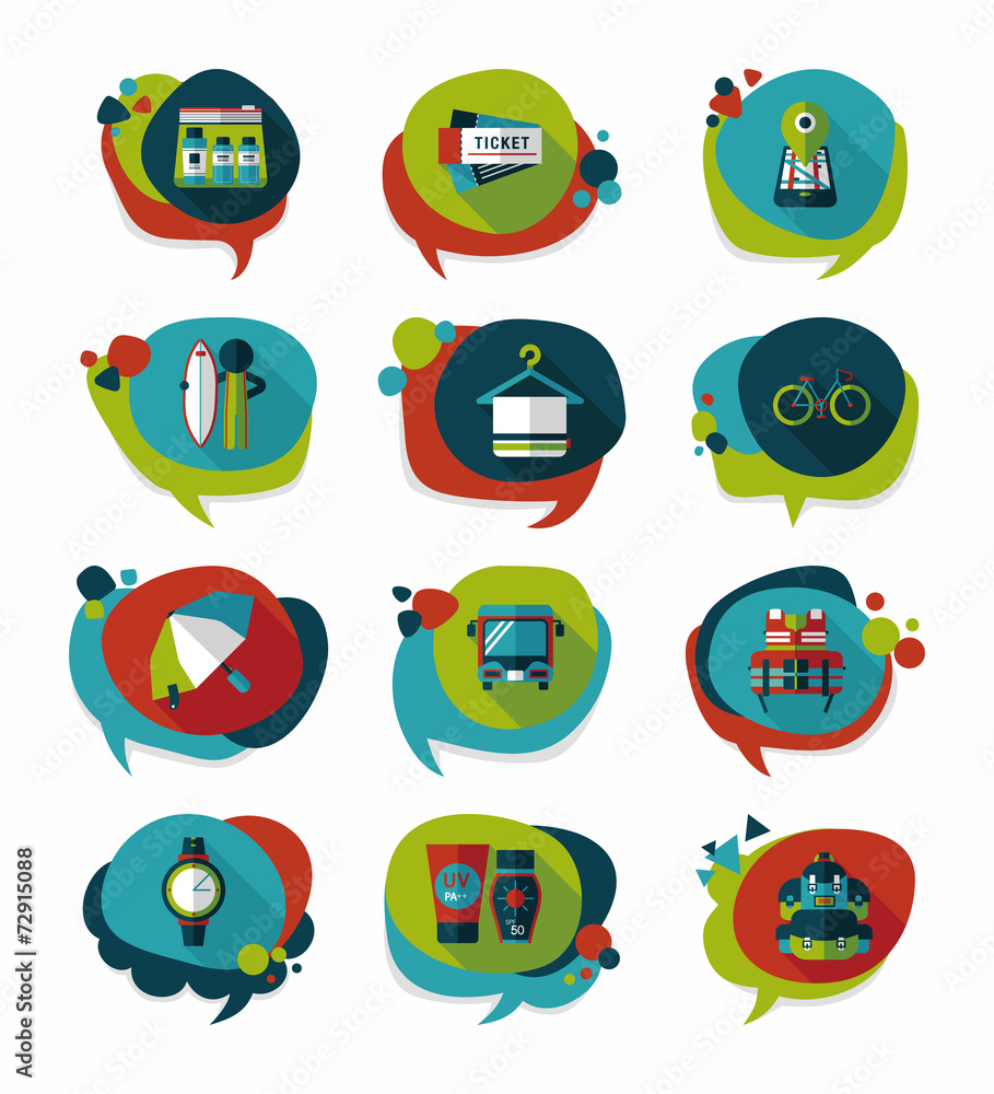 Travel bubble speech banner design flat background set, eps10 Travel bubble speech banner design flat background set, eps10