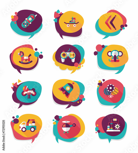 Toy speech bubble banner design flat background set, eps10