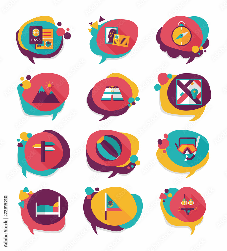 Travel bubble speech banner design flat background set, eps10 Travel bubble speech banner design flat background set, eps10