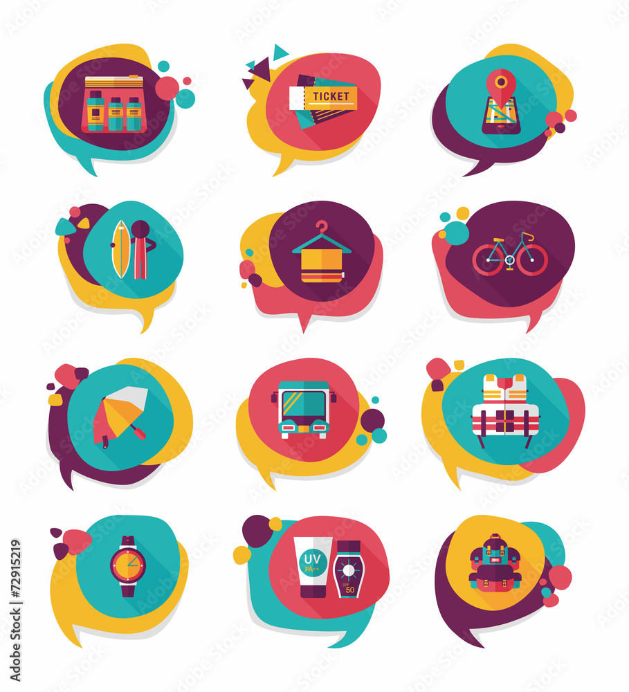 Travel bubble speech banner design flat background set, eps10 Travel bubble speech banner design flat background set, eps10