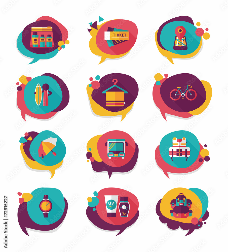 Travel bubble speech banner design flat background set, eps10 Travel bubble speech banner design flat background set, eps10