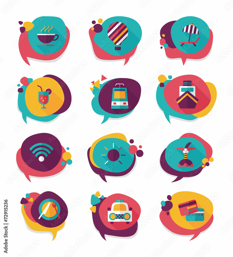 Travel bubble speech banner design flat background set, eps10 Travel bubble speech banner design flat background set, eps10