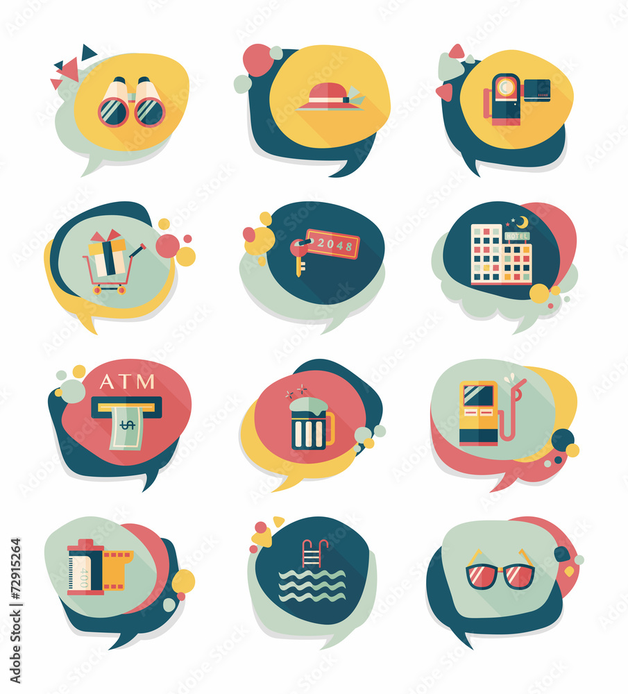 Travel bubble speech banner design flat background set, eps10 Travel bubble speech banner design flat background set, eps10