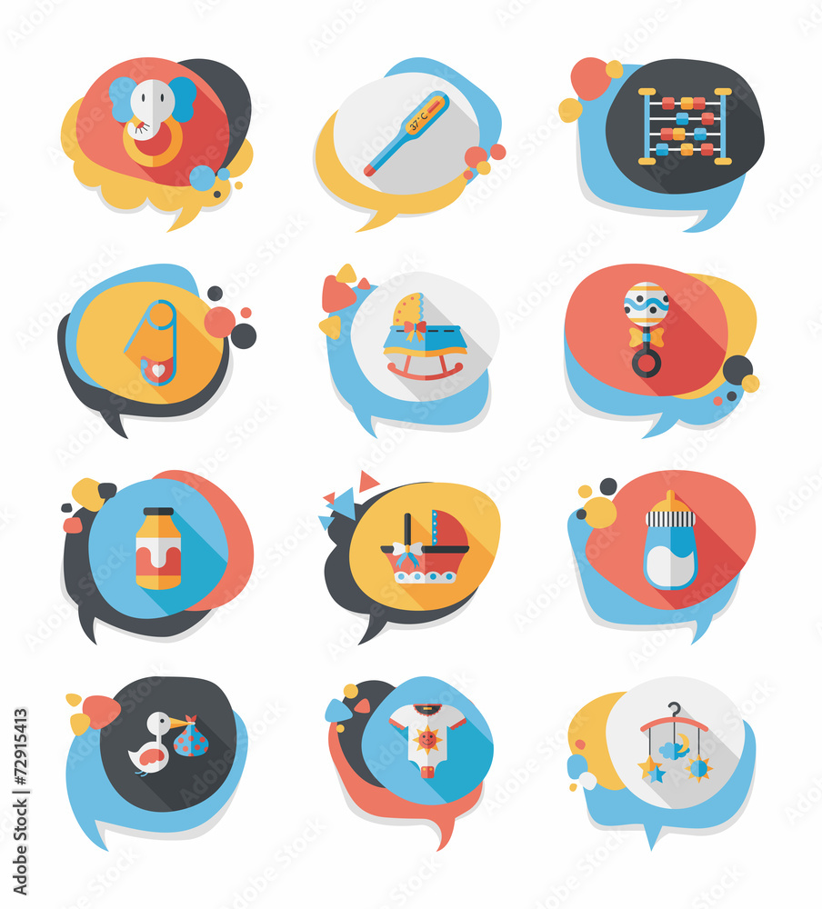 baby bubble speech banner design flat background set, eps10 baby bubble speech banner design flat background set, eps10
