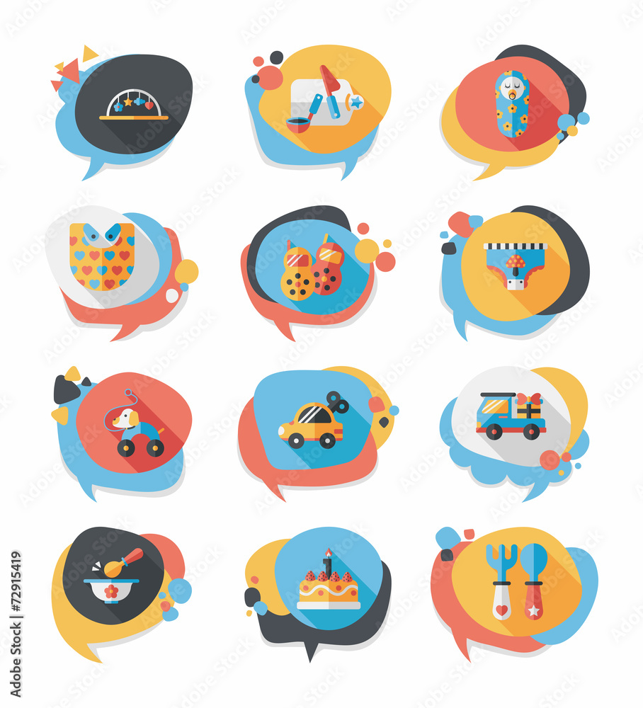 baby bubble speech banner design flat background set, eps10 baby bubble speech banner design flat background set, eps10