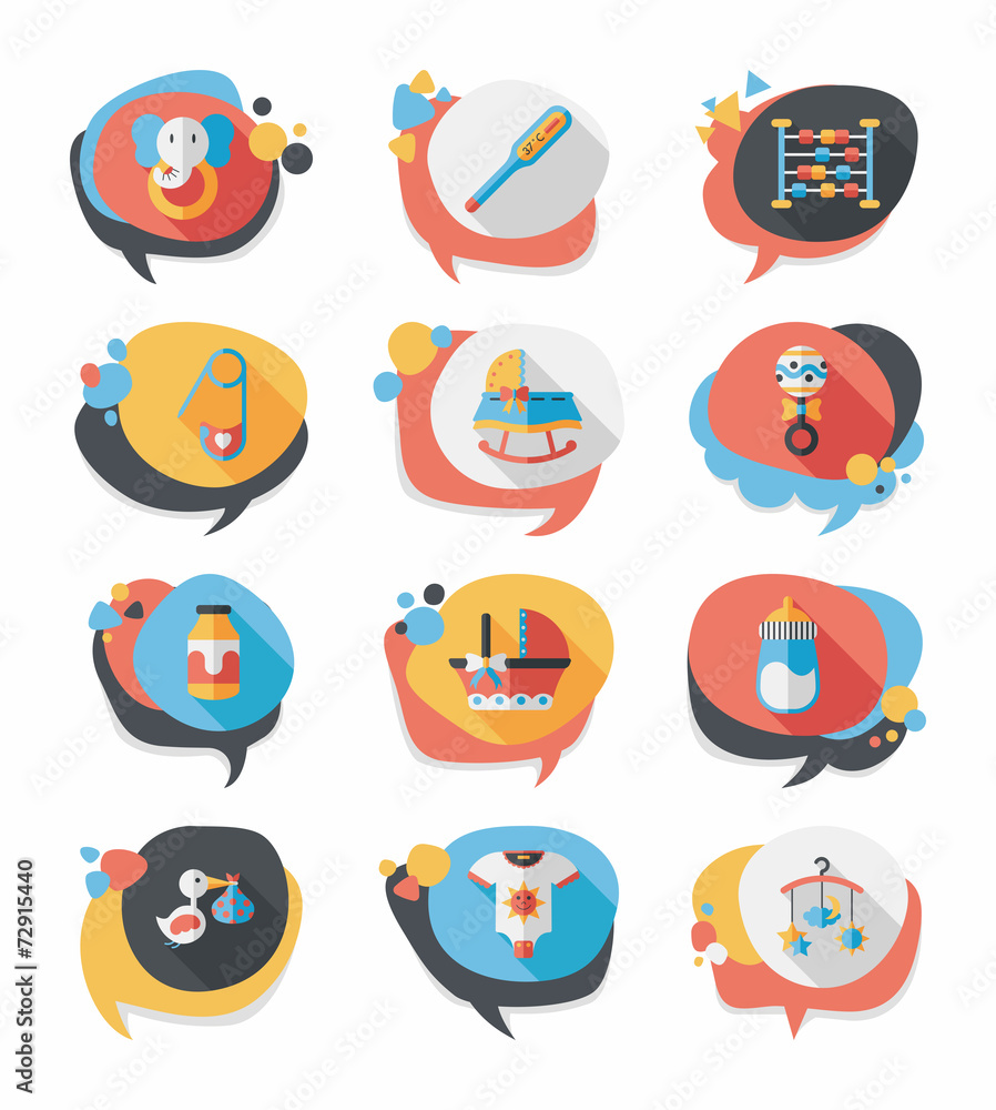 baby bubble speech banner design flat background set, eps10 baby bubble speech banner design flat background set, eps10