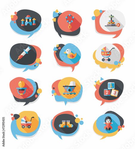 baby bubble speech banner design flat background set, eps10