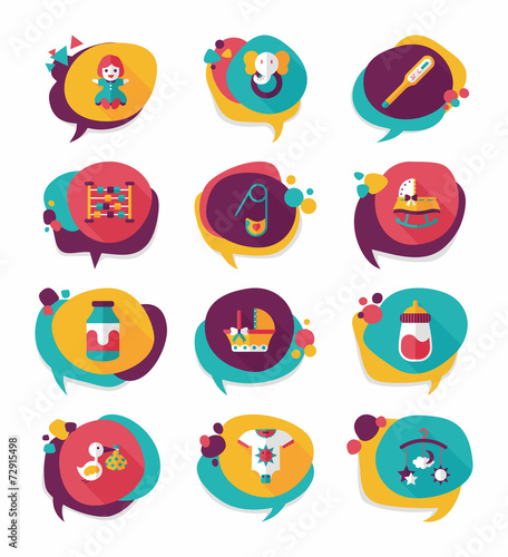 baby bubble speech banner design flat background set, eps10
