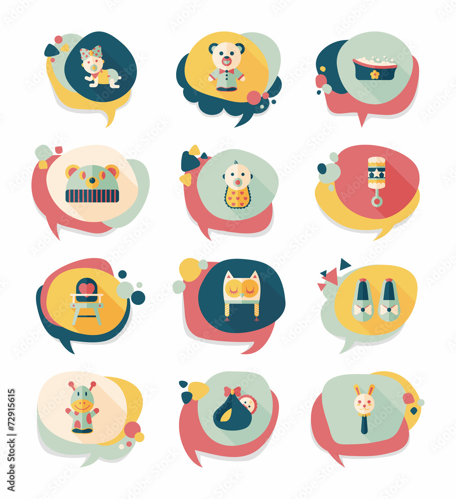 baby bubble speech banner design flat background set, eps10 baby bubble speech banner design flat background set, eps10