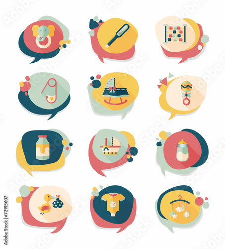 baby bubble speech banner design flat background set, eps10