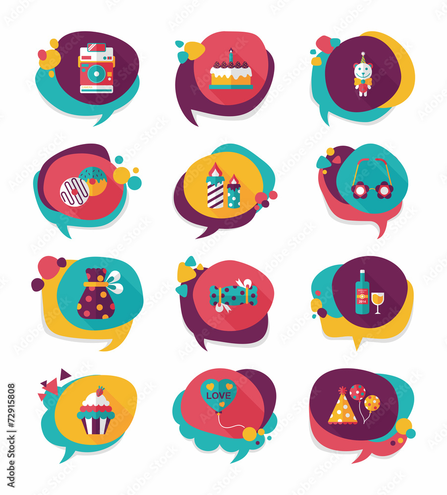 Birthday bubble speech banner design flat background set, eps10 Birthday bubble speech banner design flat background set, eps10