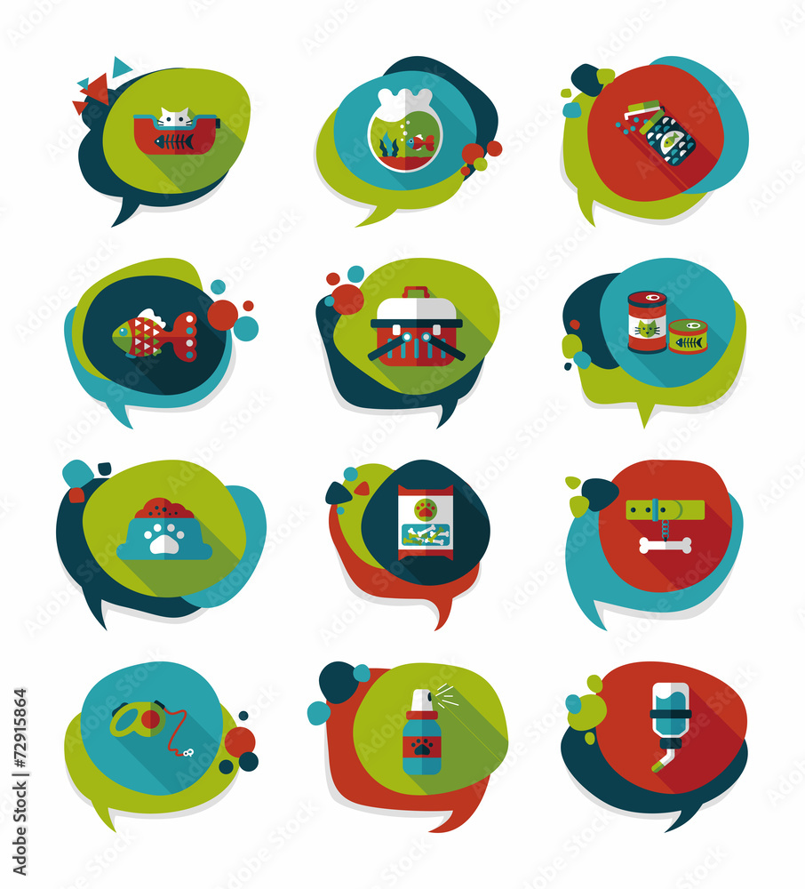 Pet bubble speech flat banner design background set, eps10 Pet bubble speech flat banner design background set, eps10