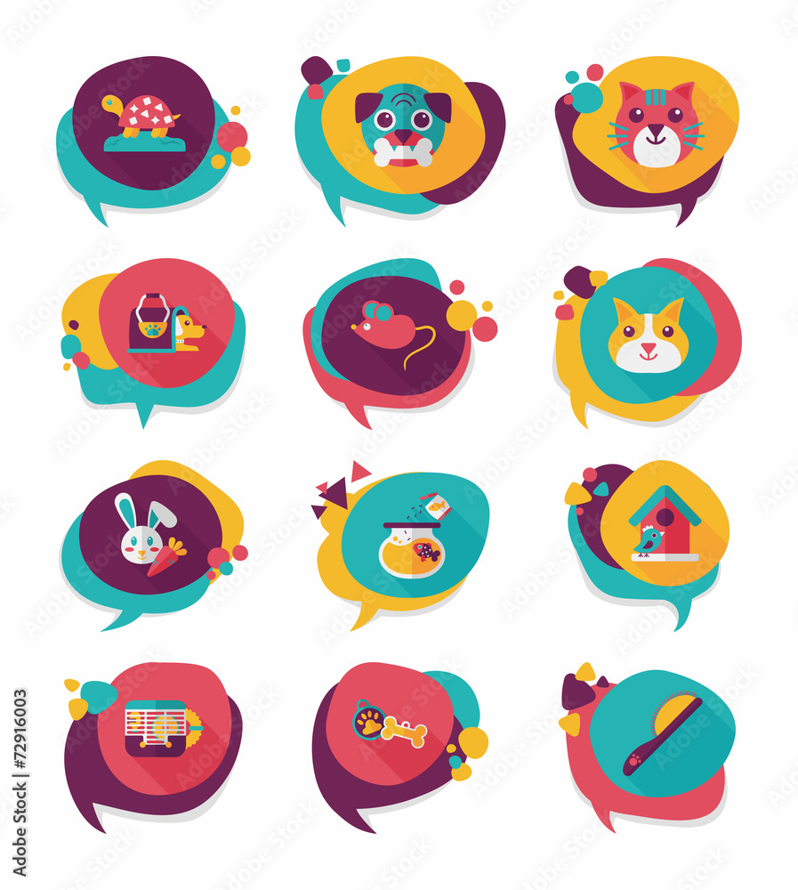 Pet bubble speech flat banner design background set, eps10 Pet bubble speech flat banner design background set, eps10