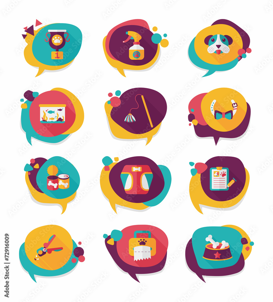 Pet bubble speech flat banner design background set, eps10 Pet bubble speech flat banner design background set, eps10