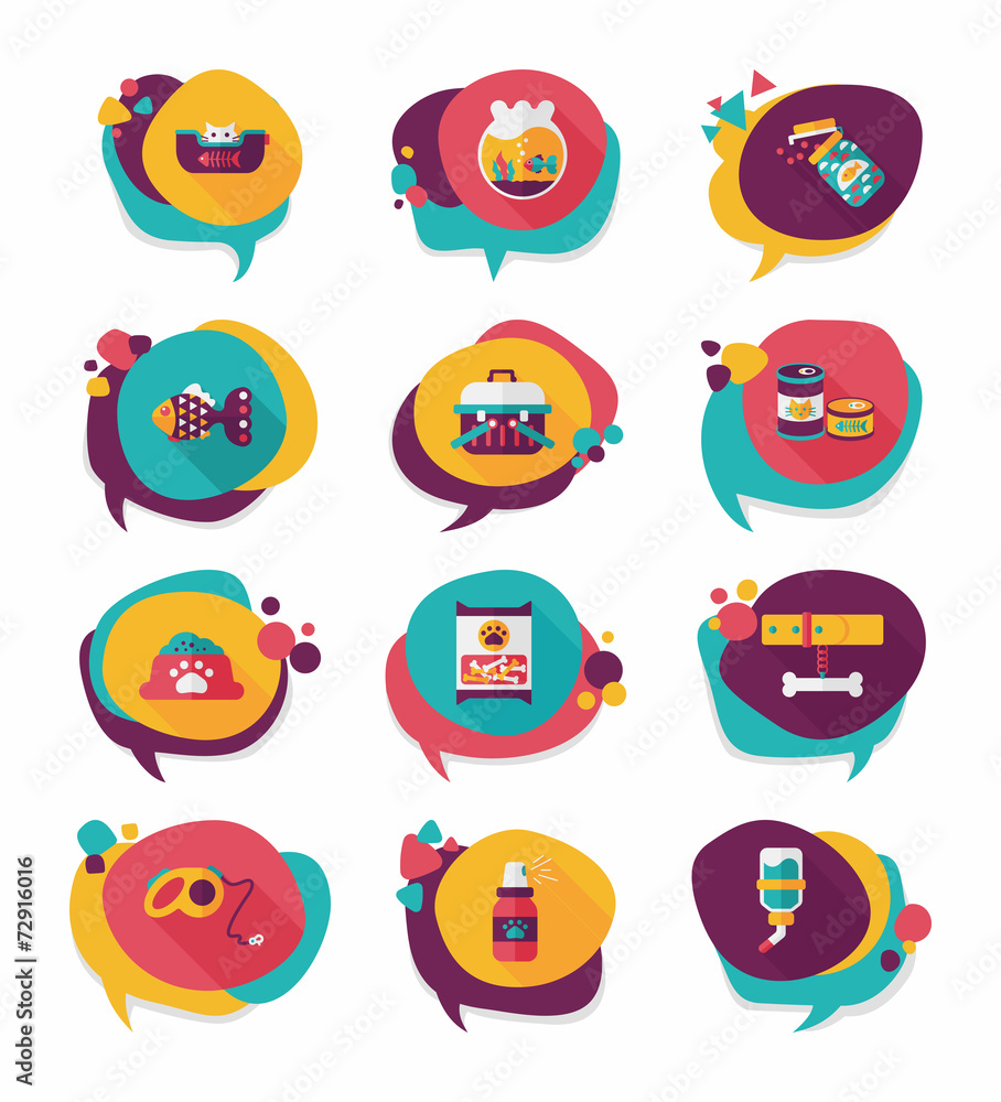 Pet bubble speech flat banner design background set, eps10 Pet bubble speech flat banner design background set, eps10