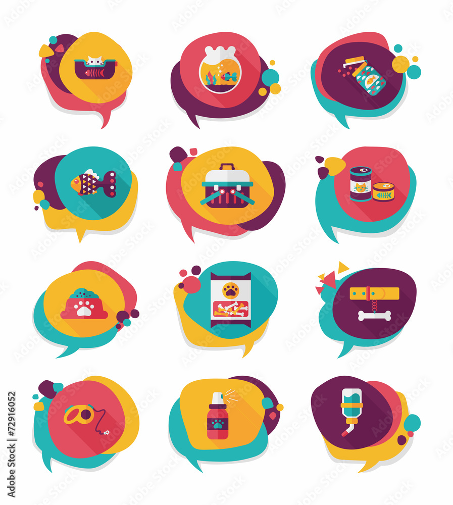 Pet bubble speech flat banner design background set, eps10 Pet bubble speech flat banner design background set, eps10