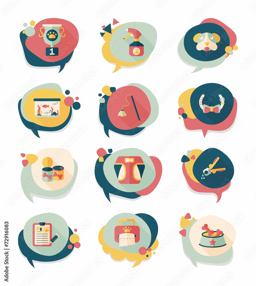 Pet bubble speech flat banner design background set, eps10 Pet bubble speech flat banner design background set, eps10