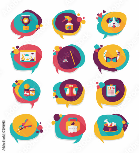 Pet bubble speech flat banner design background set, eps10