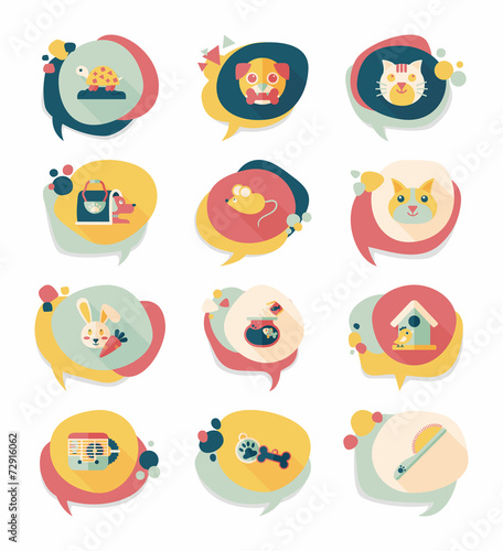 Pet bubble speech flat banner design background set, eps10