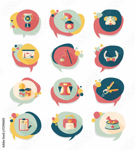 Pet bubble speech flat banner design background set, eps10