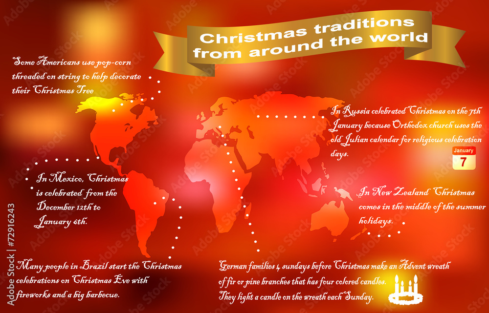 Christmas traditions around the world infographics Stock Vector Adobe