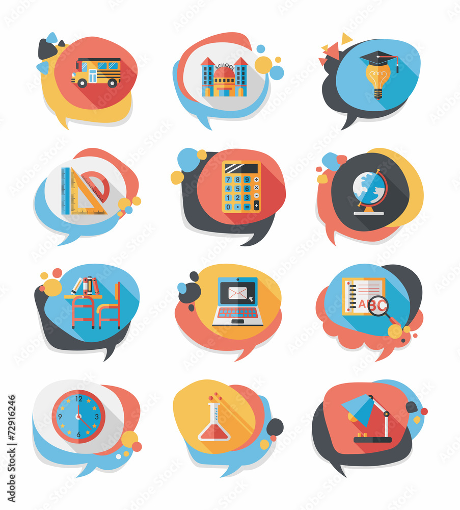 School bubble speech banner design flat background set, eps10 School bubble speech banner design flat background set, eps10
