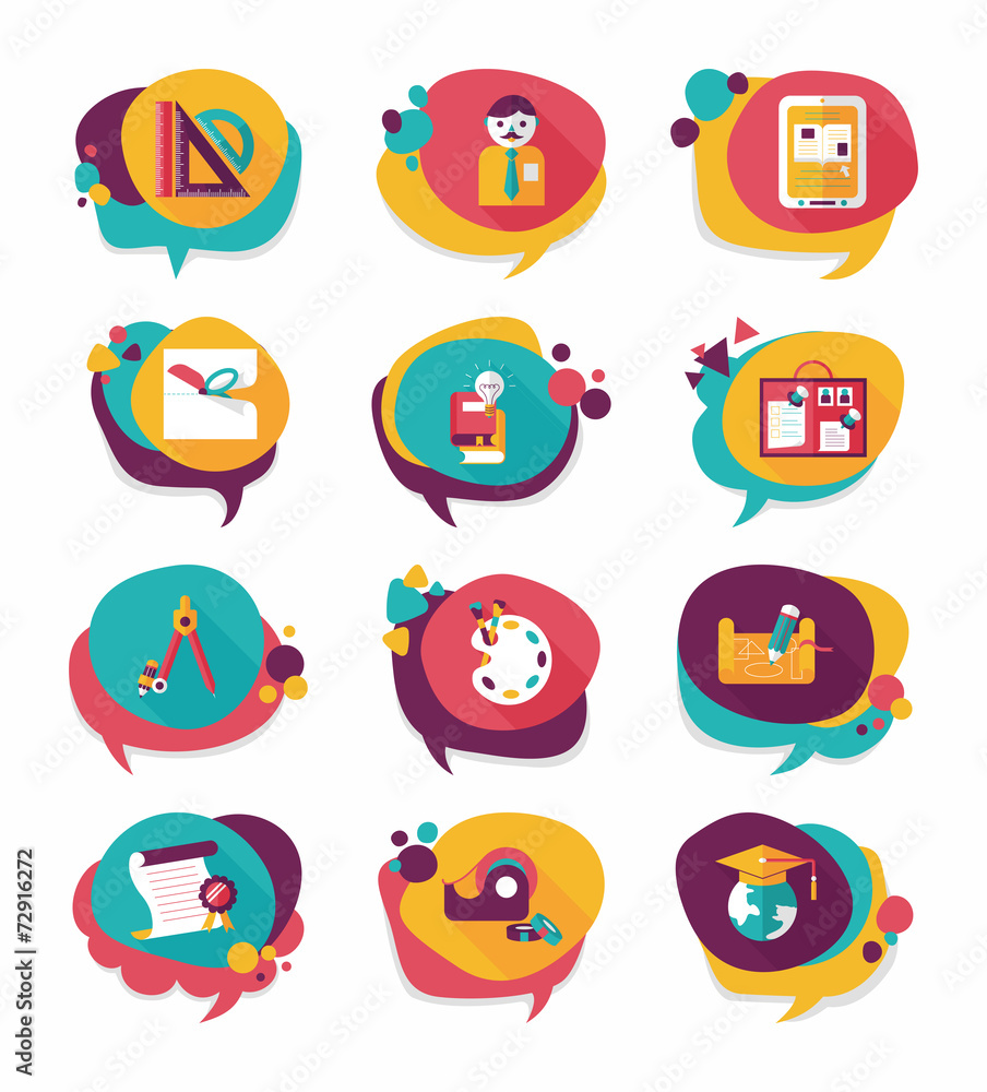 School bubble speech banner design flat background set, eps10 School bubble speech banner design flat background set, eps10