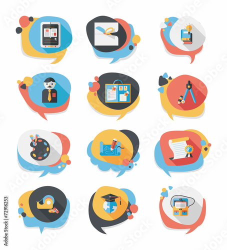 School bubble speech banner design flat background set, eps10