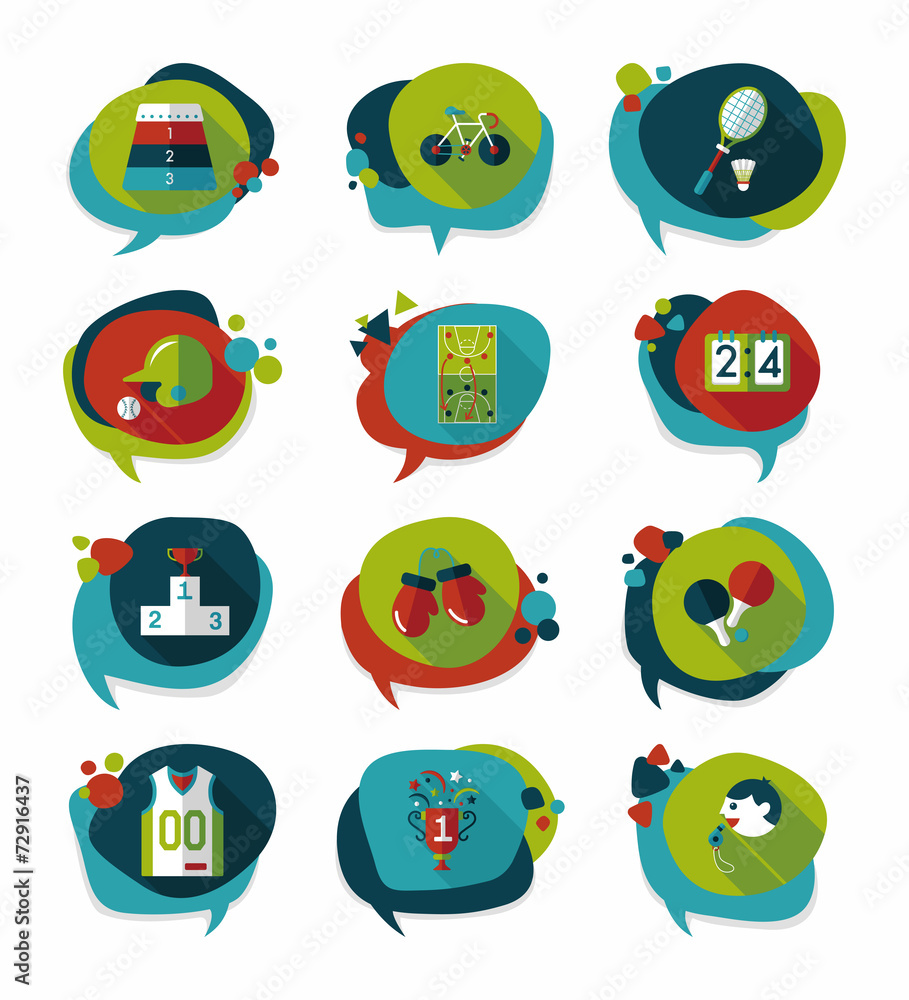 Sport speech bubble flat banner design background set, eps10 Sport speech bubble flat banner design background set, eps10