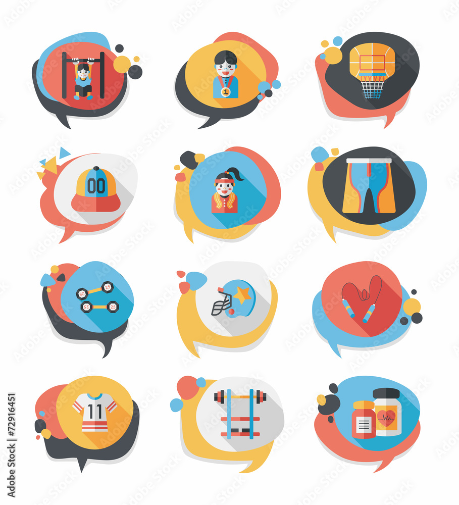 Sport speech bubble flat banner design background set, eps10 Sport speech bubble flat banner design background set, eps10