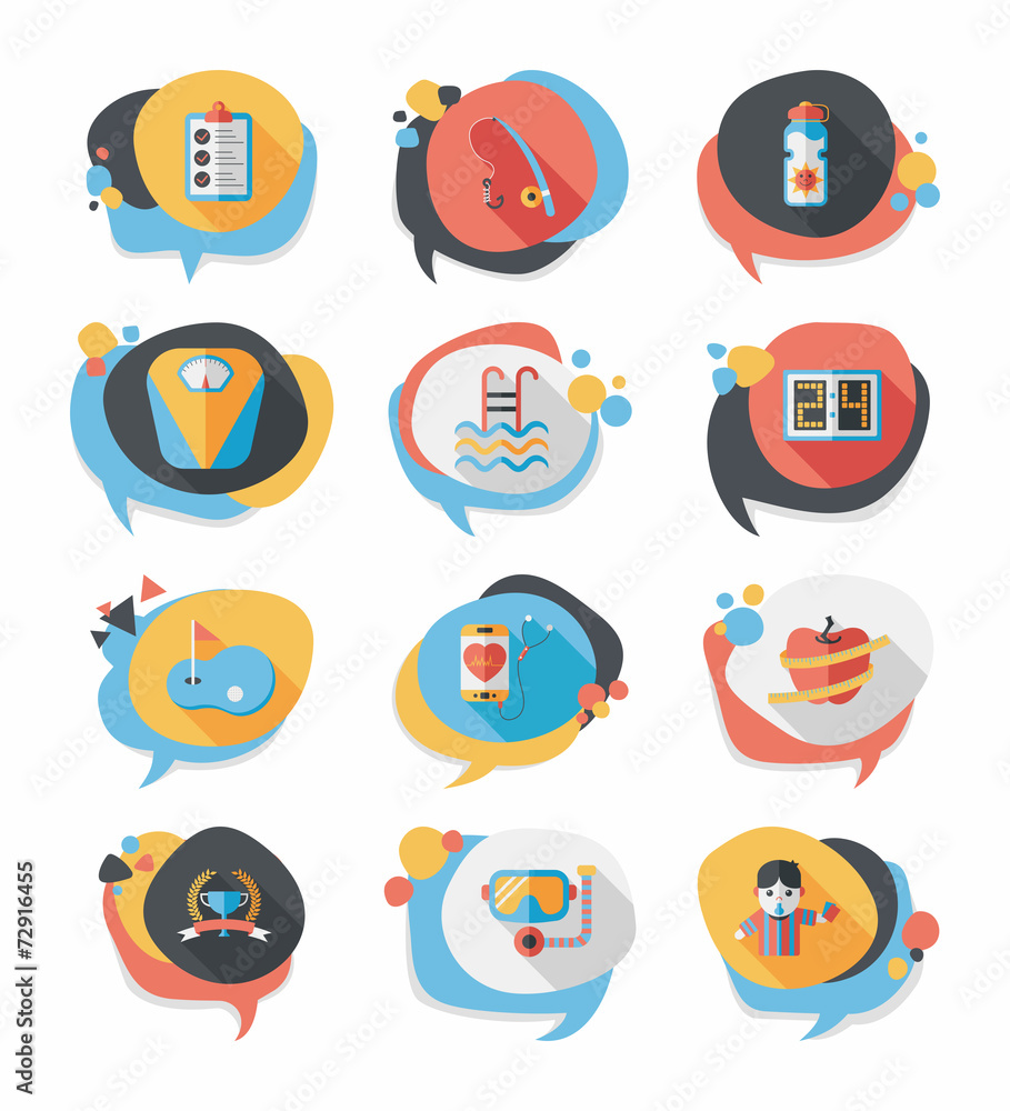 Sport speech bubble flat banner design background set, eps10 Sport speech bubble flat banner design background set, eps10