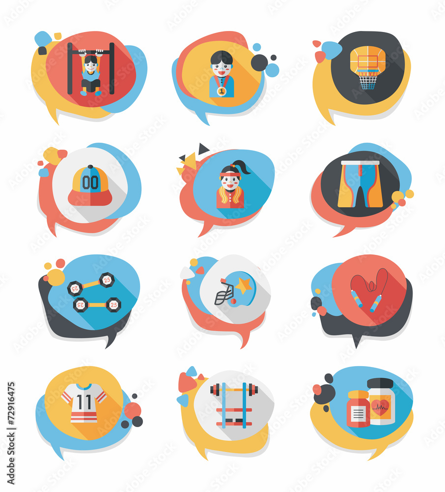 Fototapeta premium Sport speech bubble flat banner design background set, eps10
