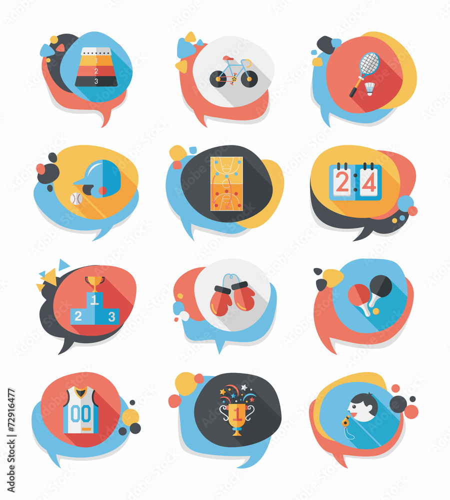 Fototapeta premium Sport speech bubble flat banner design background set, eps10