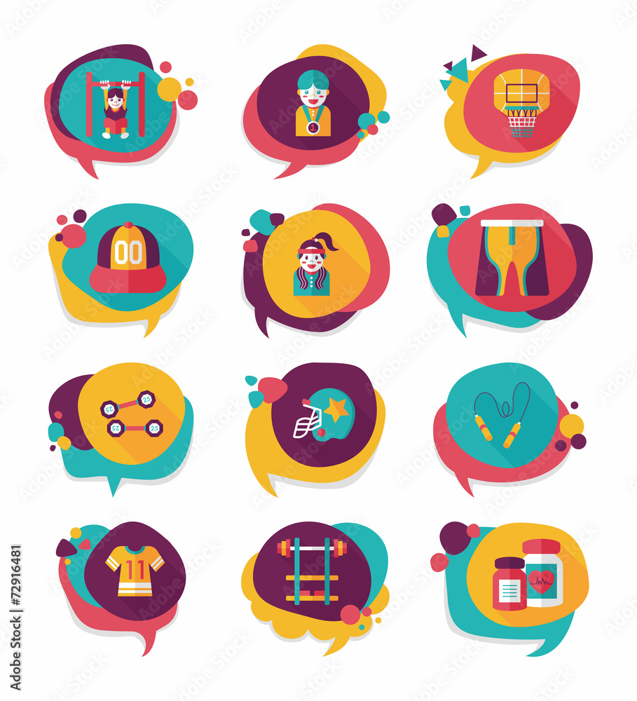 Sport speech bubble flat banner design background set, eps10 Sport speech bubble flat banner design background set, eps10