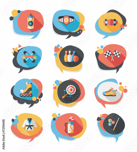 Sport speech bubble flat banner design background set, eps10