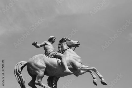 Bronze cavalier statue in Castle square in Turin © Pixmax