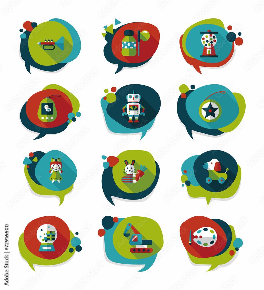 Toy speech bubble banner design flat background set, eps10 Toy speech bubble banner design flat background set, eps10