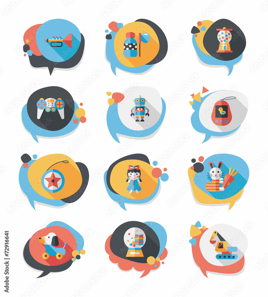 Toy speech bubble banner design flat background set, eps10 Toy speech bubble banner design flat background set, eps10