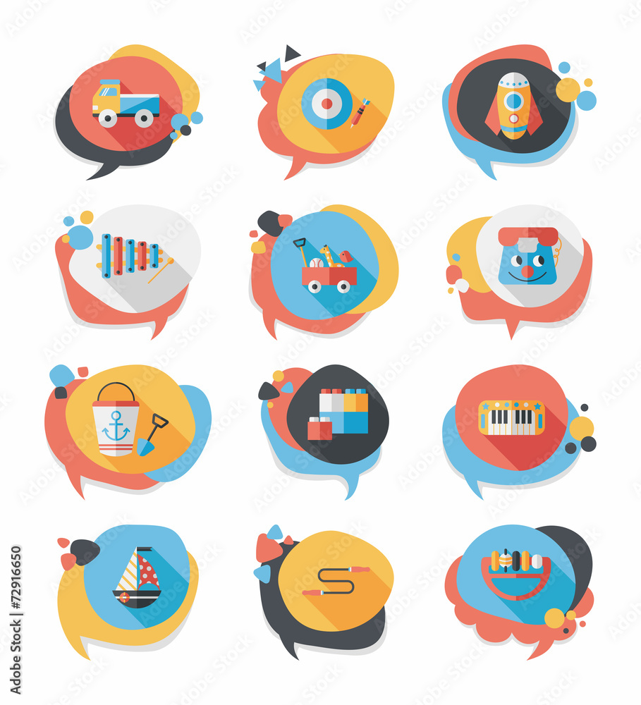Toy speech bubble banner design flat background set, eps10 Toy speech bubble banner design flat background set, eps10