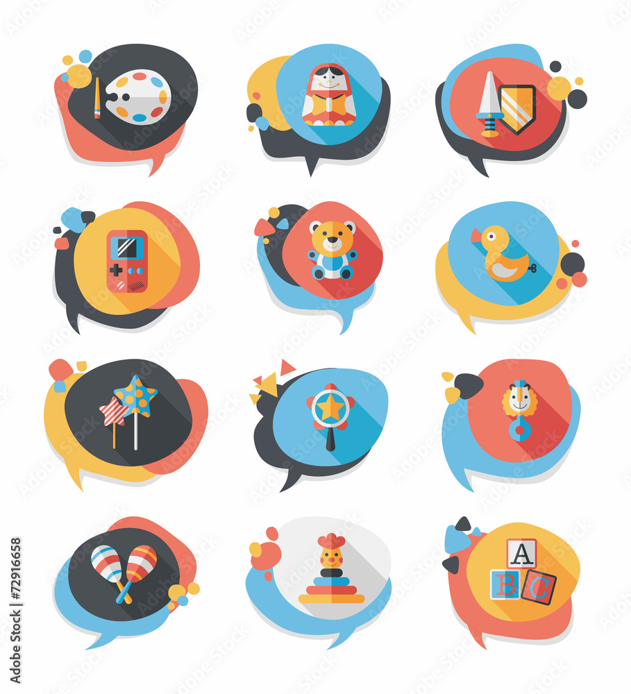 Toy speech bubble banner design flat background set, eps10 Toy speech bubble banner design flat background set, eps10