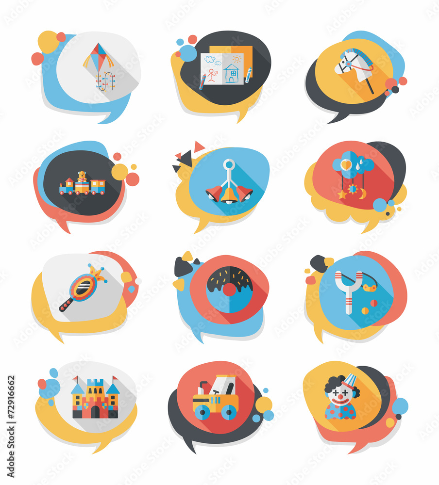 Toy speech bubble banner design flat background set, eps10 Toy speech bubble banner design flat background set, eps10