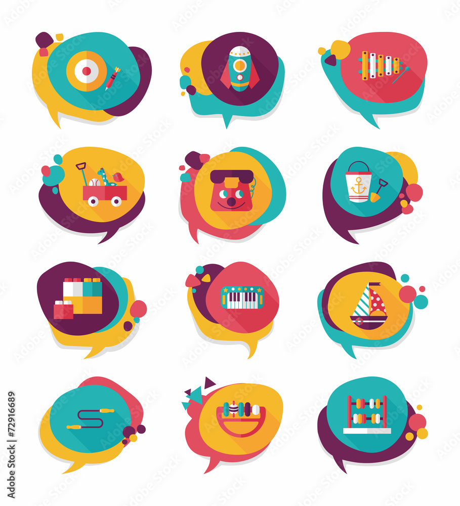 Toy speech bubble banner design flat background set, eps10 Toy speech bubble banner design flat background set, eps10
