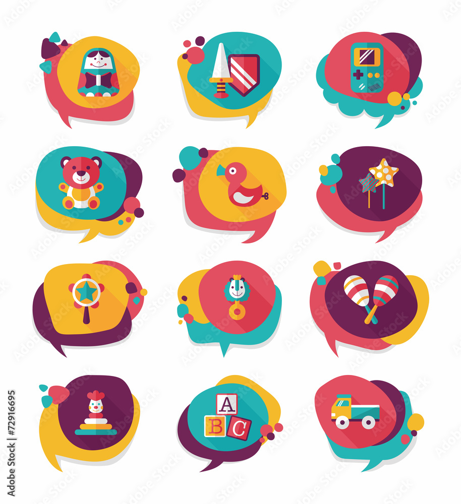 Toy speech bubble banner design flat background set, eps10 Toy speech bubble banner design flat background set, eps10