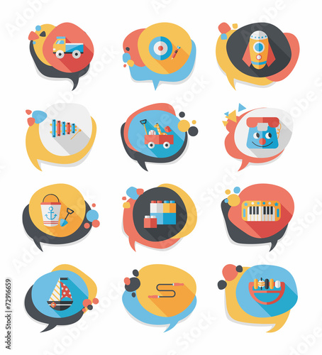 Toy speech bubble banner design flat background set, eps10