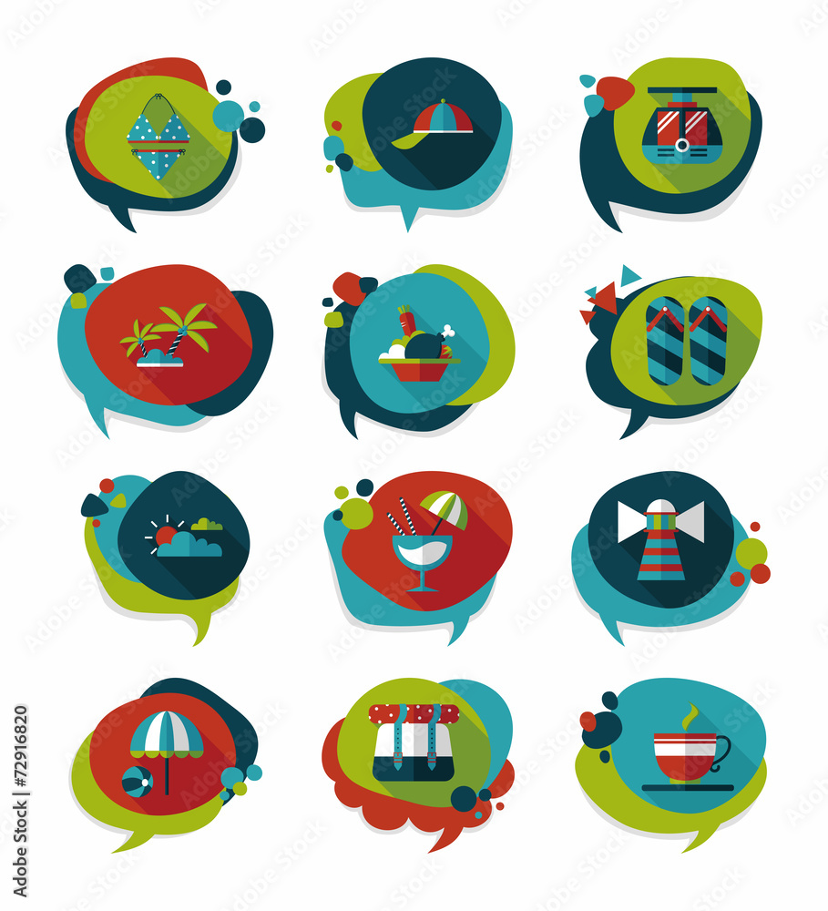 Travel bubble speech banner design flat background set, eps10 Travel bubble speech banner design flat background set, eps10