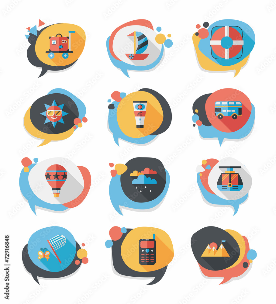 Travel bubble speech banner design flat background set, eps10 Travel bubble speech banner design flat background set, eps10