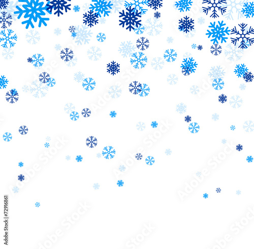 Blue falling snowflakes.