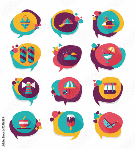 Travel bubble speech banner design flat background set, eps10