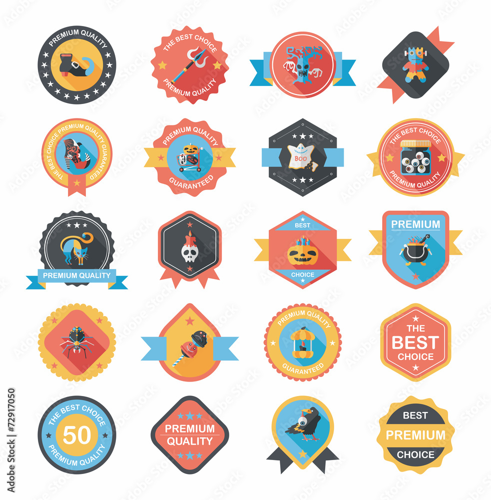 Halloween badge banner design flat background set, eps10 Halloween badge banner design flat background set, eps10