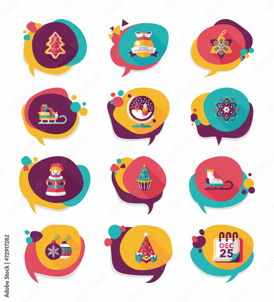 Christmas bubble speech banner design flat background set, eps10 Christmas bubble speech banner design flat background set, eps10